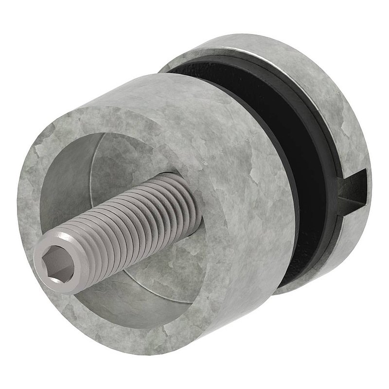 Glass point holder 30mm, connection: flat, raw zinc
