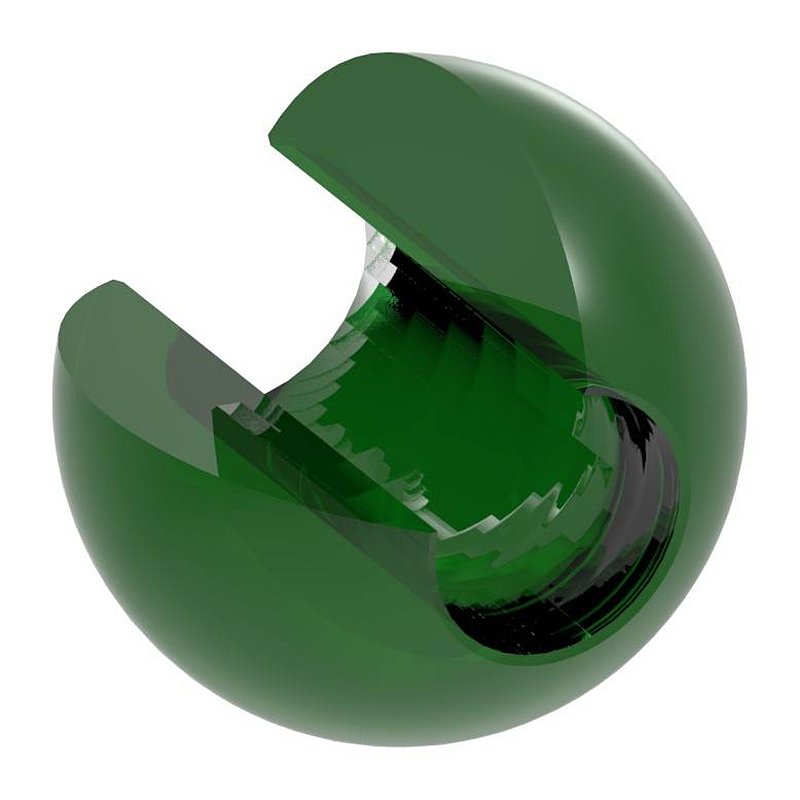 Boule en verre vert Ø 30mm avec trou de passage Ø 12,3mm