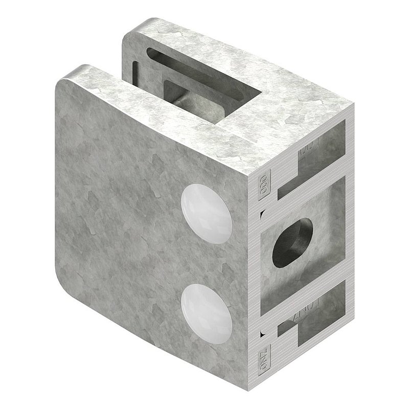 Glass clamp Mod. 34, connection: straight, raw zinc