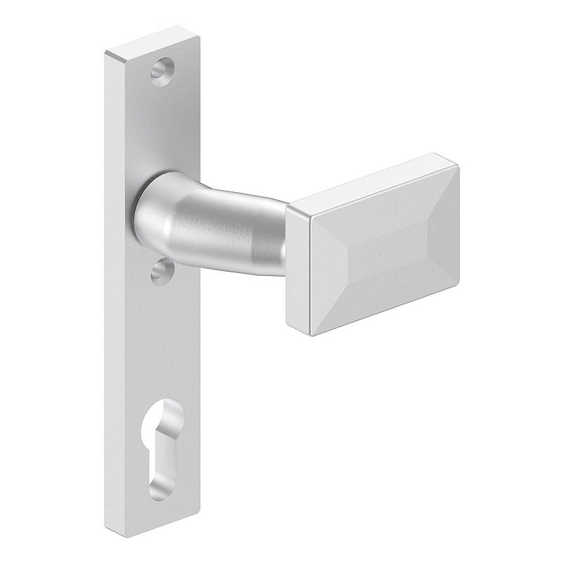 Poignée de porte rectangulaire, coudée, pivotante