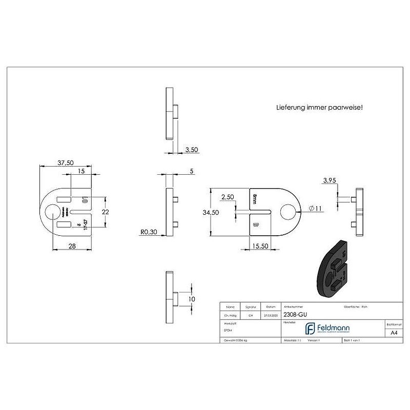 Gummi für Mod. 23 - für ESG 8mm