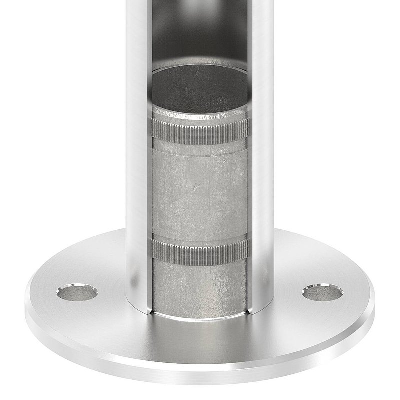 Ancrage mural et au sol avec striures, pour tube 42,4x2,0mm, V2A
