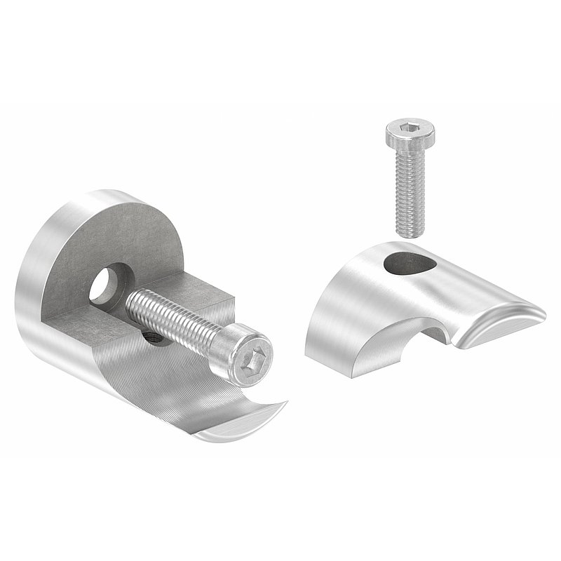 Holder for round clamping profile 27mm Connection: straight, AISI304