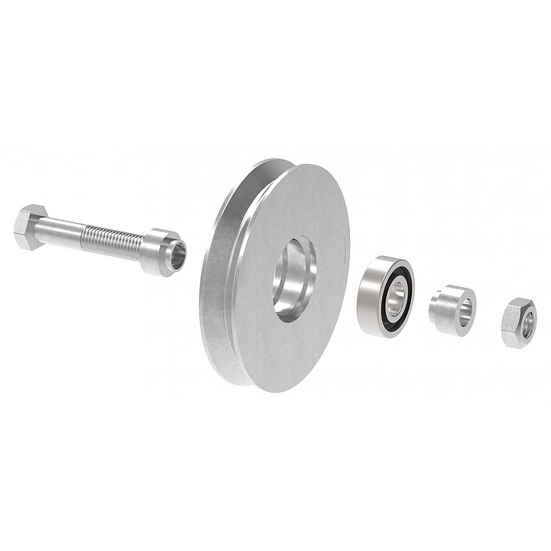 Sliding door roller with V-groove
