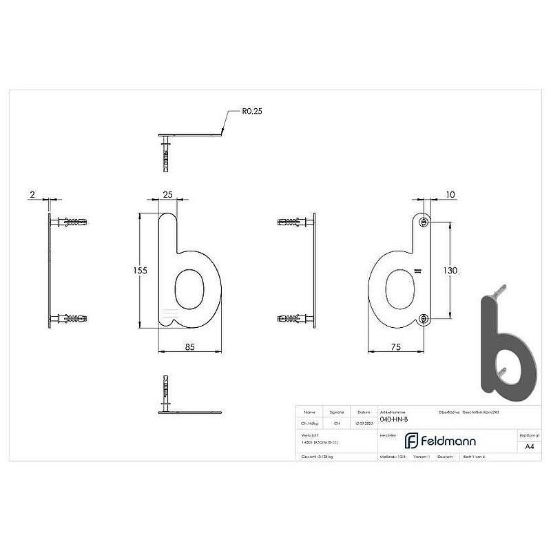 house number b - "small", AISI304
