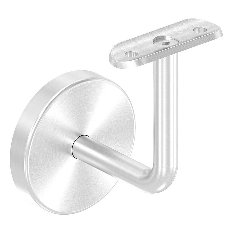 Handrail bracket with handrail connection plate and cover rosette (round plate and bracket welded),