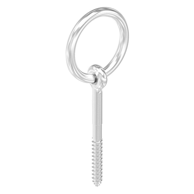 Ring with wood screw, round bar: 4mm, AISI316