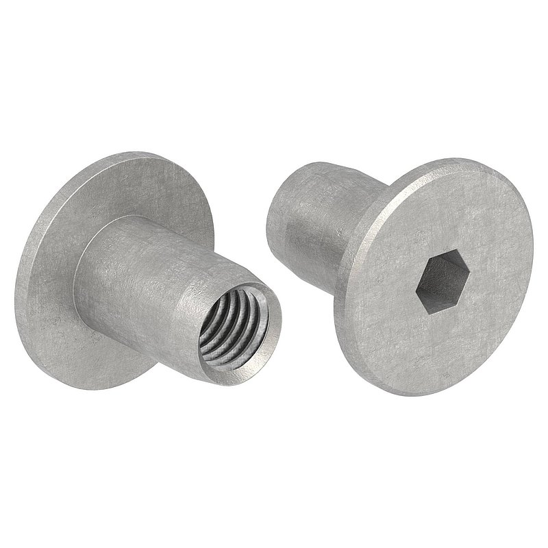 Hülsenmutter mit Flachkopf und ISK, M8, V2A