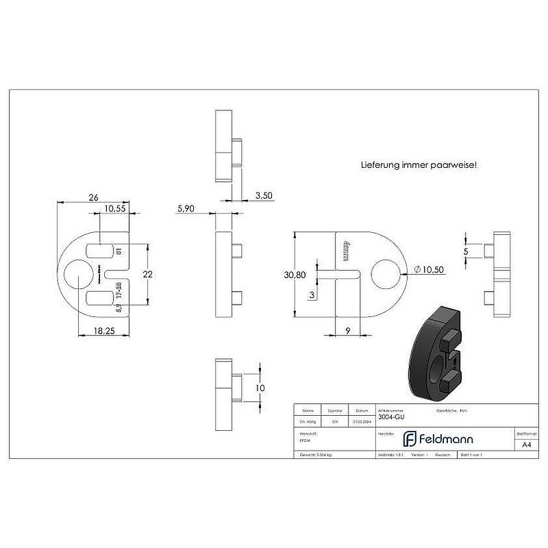 Rubber for Mod. 30, sheet metal 4mm