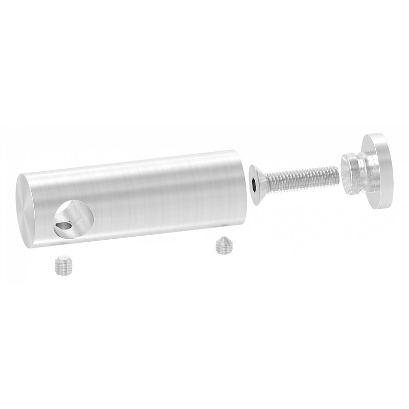 Support de lisse transversale rallongé, avec raccordement droit, perçage Ø 12,2mm, V2A