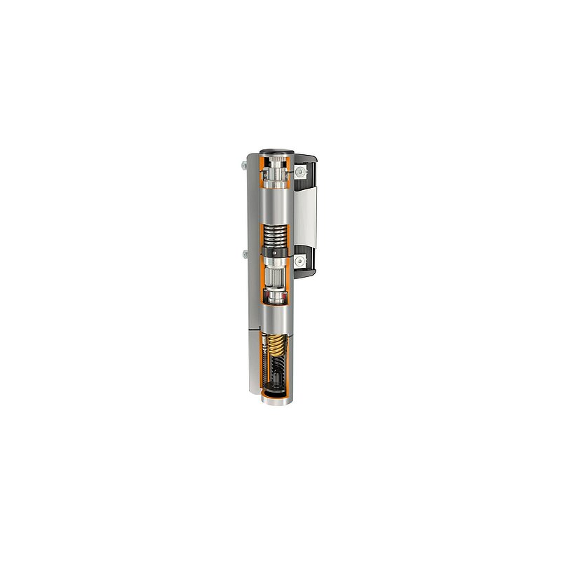 Hydraulic gate closer and 180° gate hinge in one - MAMMOTH180-2-SILV second generation