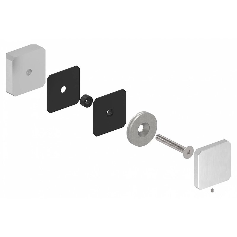Point de fixation angulaire 63x63mm, droit, V2A