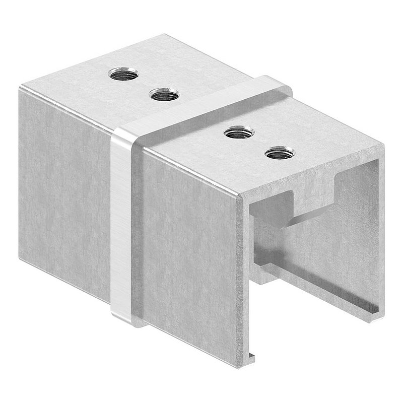 Tube connector for square grooved tube 40x40mm, AISI316