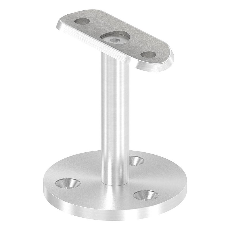 Handlaufstütze mit Ronde, Handlaufanschlussplatte gerade, V2A