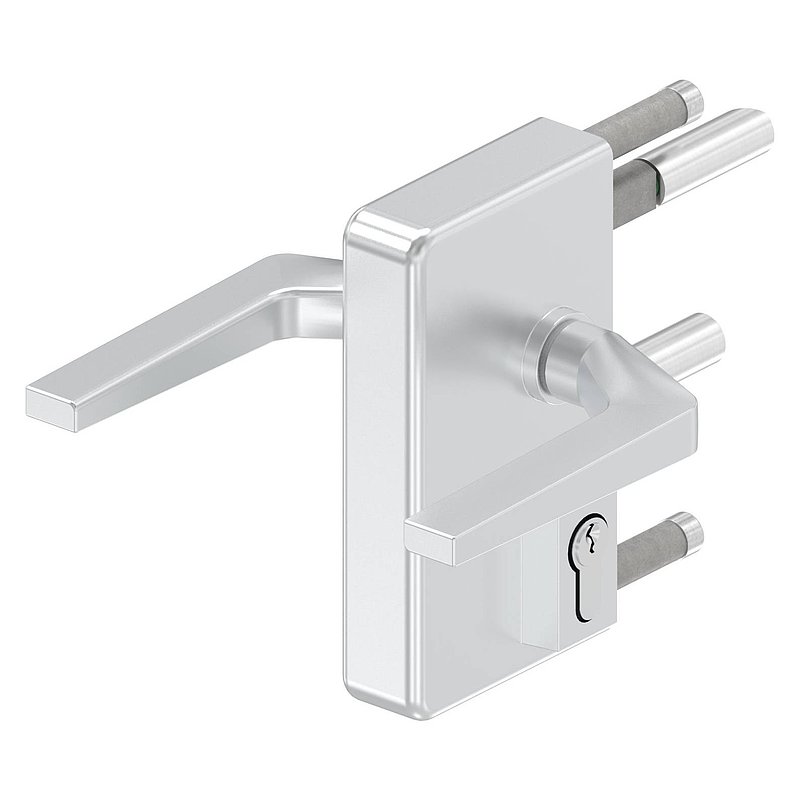 grille gate lock GTS 2 for tube thickness 60-80mm, silver housing