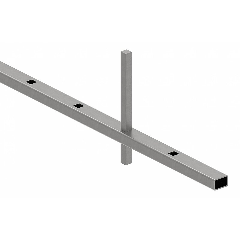 Rechteckrohr 30x20x2mm, Löcher f. Vierkant 12x12mm mit Abstand Mitte-Mitte 120mm, L: 3000mm