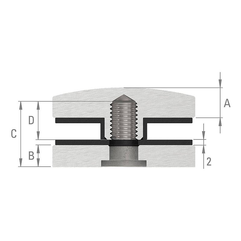 Upper part for 52mm glass point holder, AISI304