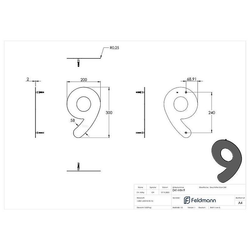 Numéro de maison 9 - "grand", V2A