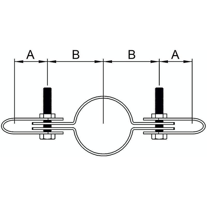 Halter beidseitig, für Rohr Ø 33,7mm