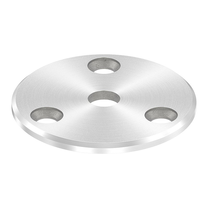 Ronde Ø 70 x 4mm, 3x Bohrung 8,5mm gesenkt, 1x Mittelbohrung 12,2mm, mit Rundschliff, V2A