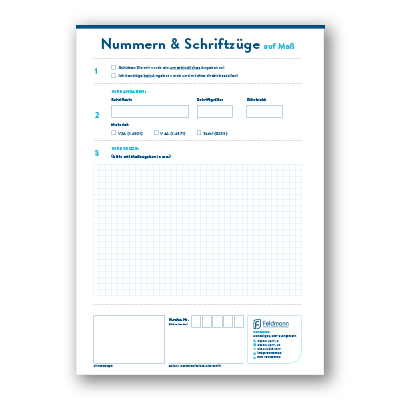 Formular Sonderanfertigung Hausnummern & Schriftzüge