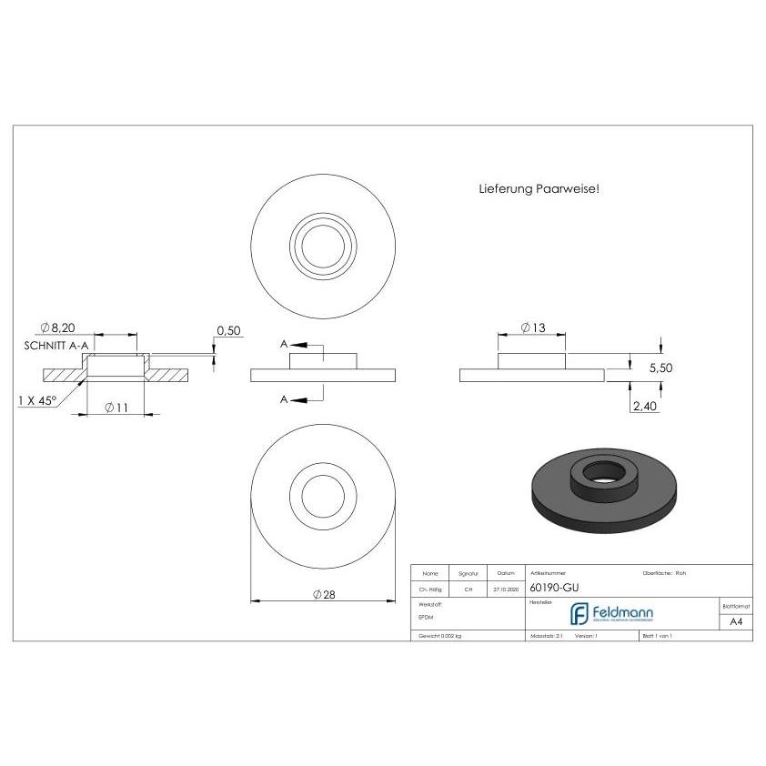 Rubber pair for 30mm glass point holder