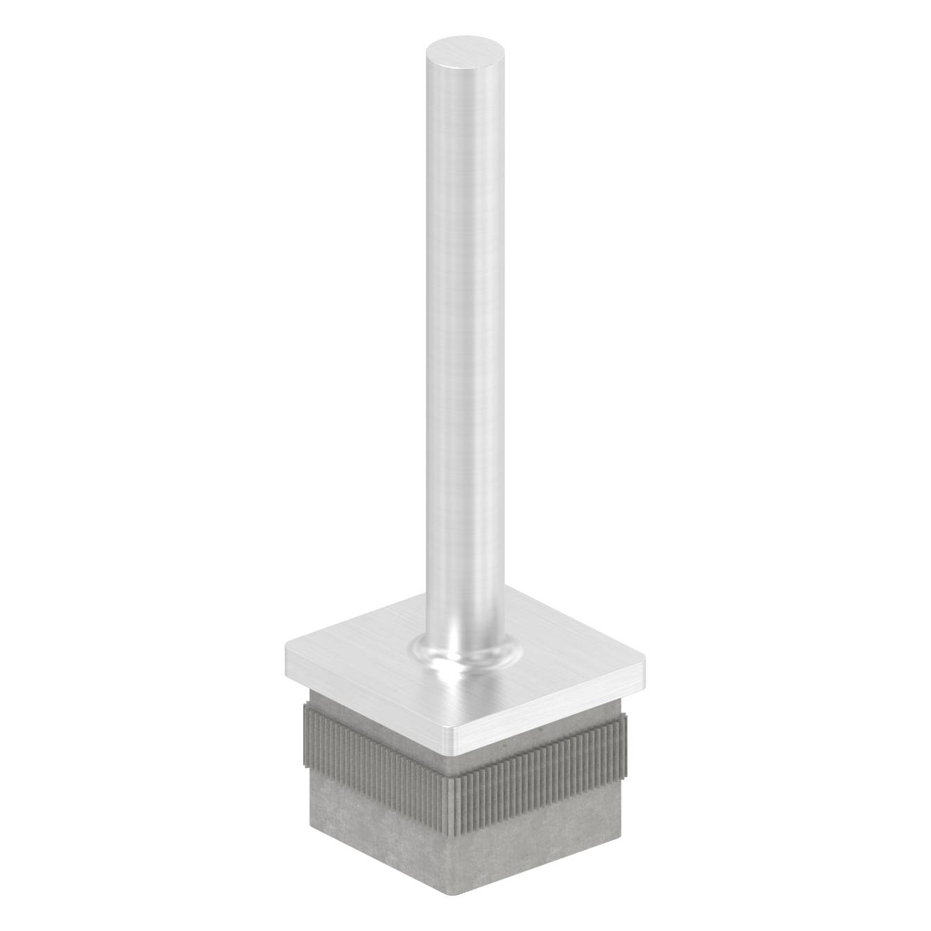 end plug with pin for pipe 40 x 40 x 2,0mm, height 105mm, AISI304