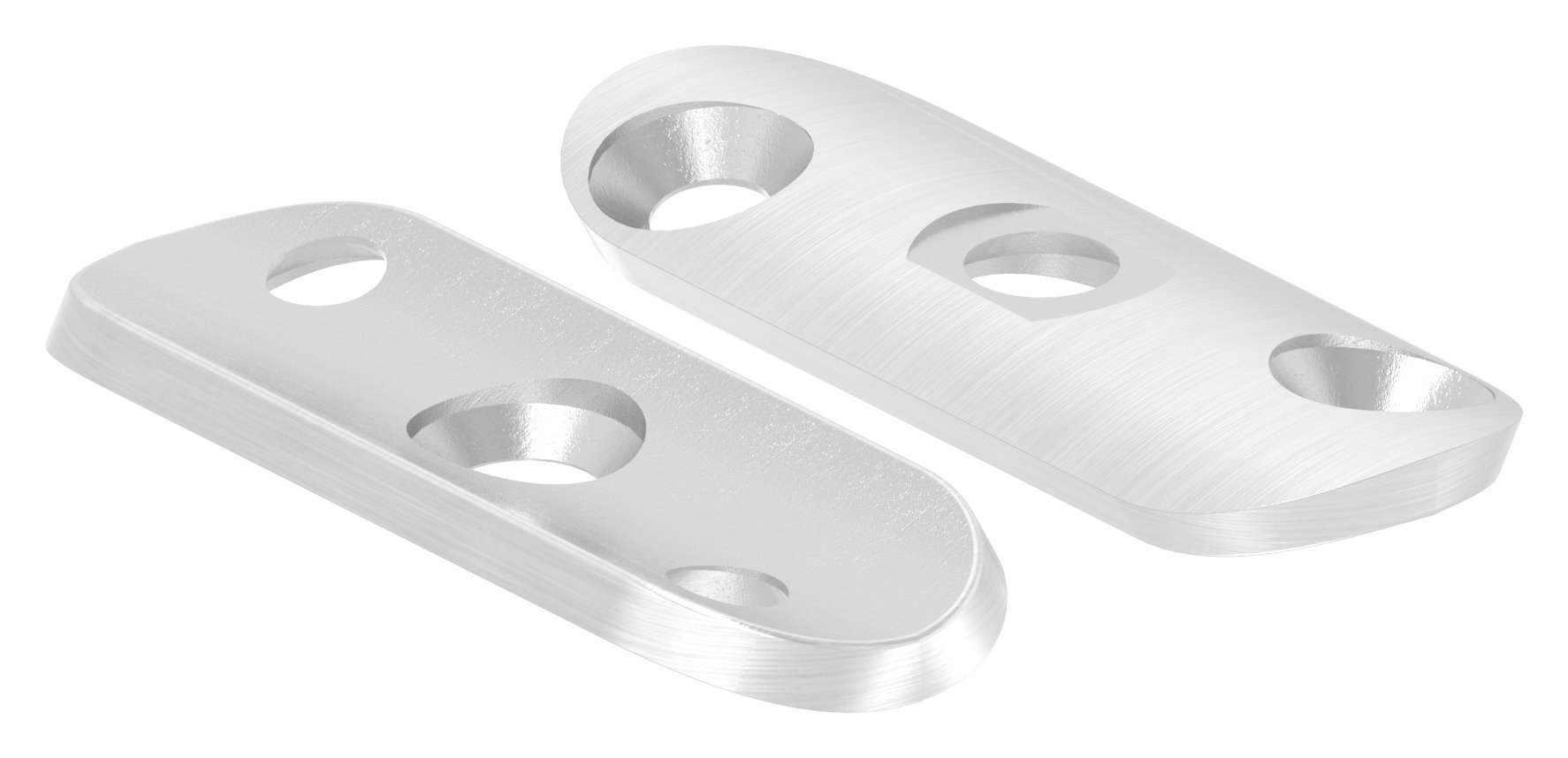 Handlaufanschlussplatte, 42,4mm, Bohrungen versetzt + gesenkt, V2A