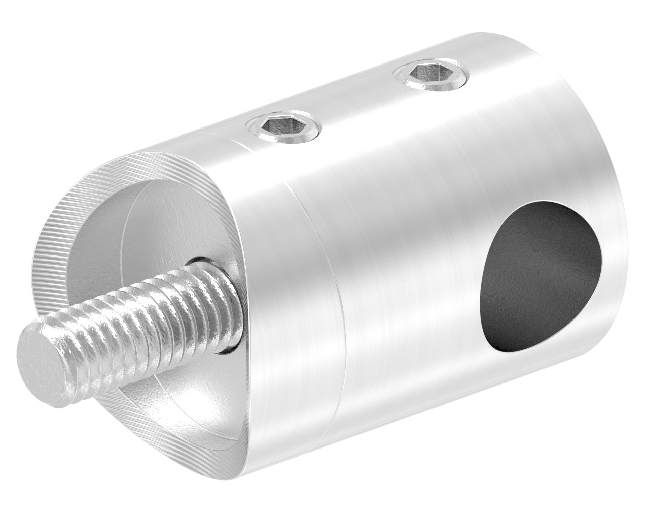 Querstabhalter für 33,7mm Rohr, Sackloch rechts 10,2mm, V2A