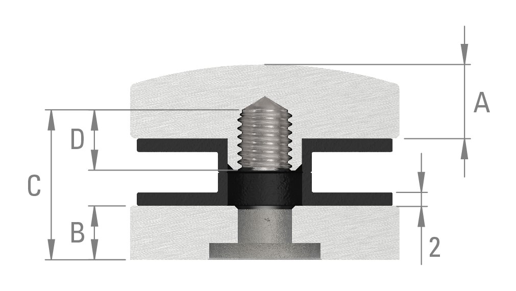 Oberteil für 62mm Glaspunkthalter, V2A