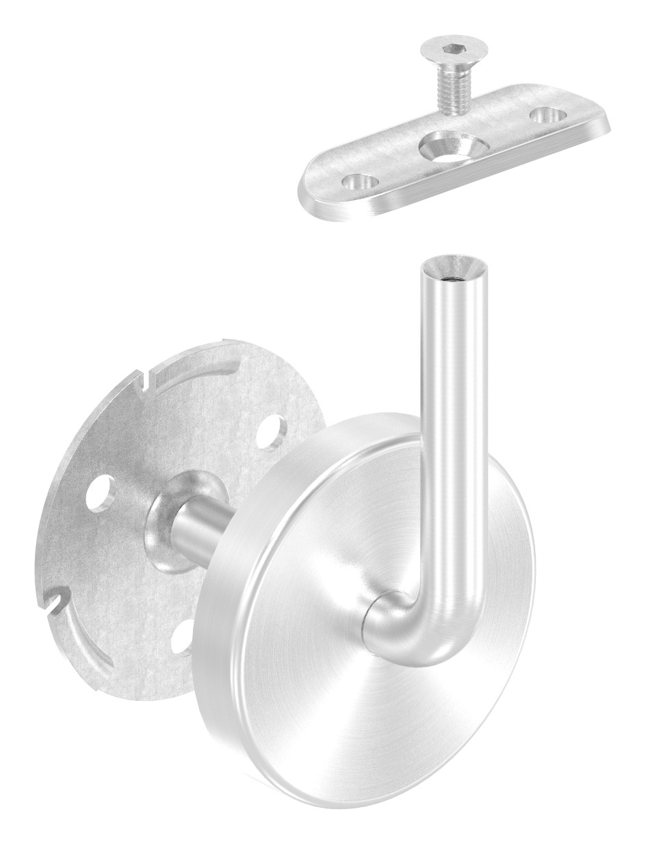 Handlaufhalter mit Handlaufanschlussplatte und Abdeckrosette (Ronde und Bügel verschweißt), V4A