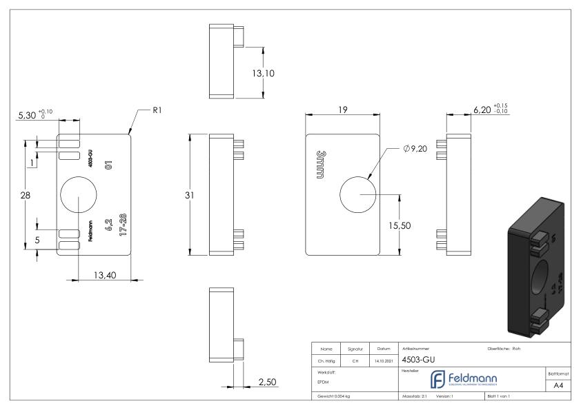 Gummi für Mod. 45, Blech 3,0mm