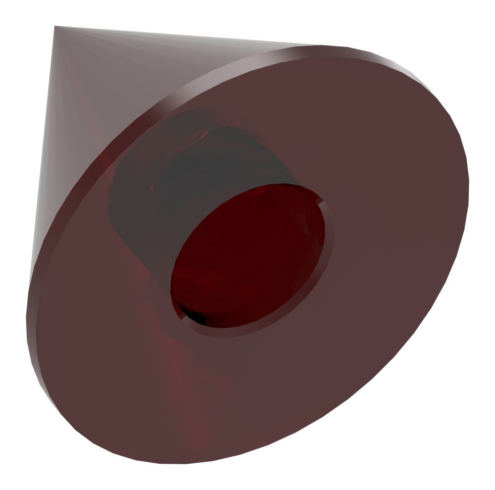 Glaskegel rot Ø 35mm mit Sackloch 12,3mm