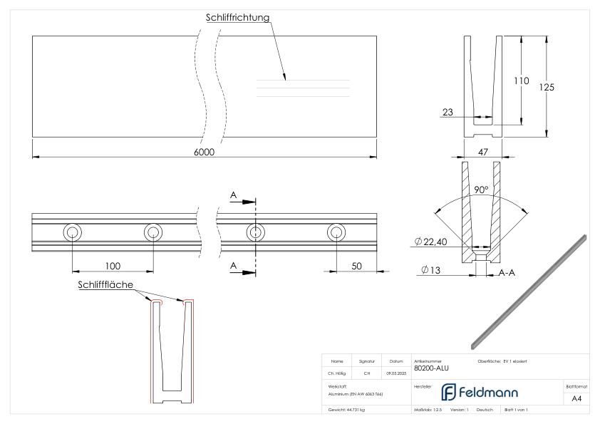 Alu-Profil ELEGANZA STRONG aufgesetzte Montage, L: 6000mm Alu-Profil ELEGANZA STRONG aufgesetzte Montage, L: 6000mm