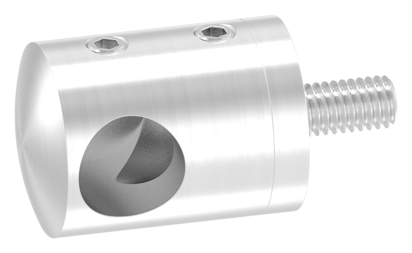 Querstabhalter für geraden Anschluss, Sackloch links 12,2mm, V2A