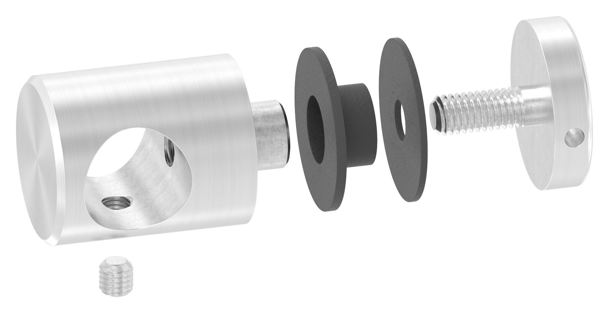 Querstab-Glashalter  Ø25mm für 16mm Rund, für Glas 6-12,76mm, V2A