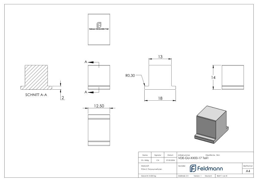 Montage-Set Glas 17,52mm eleganza canopy, für L: 2,005m