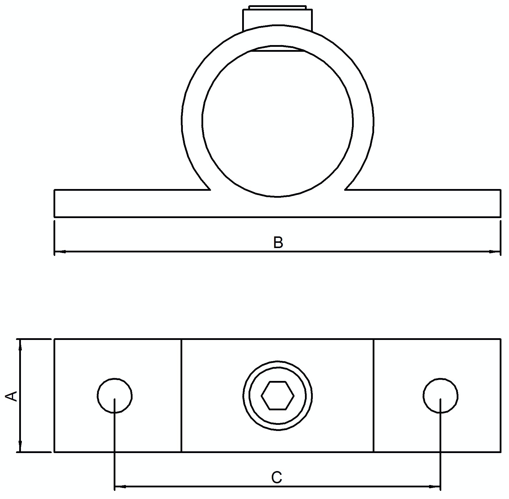 Halterung, für Rohr Ø 33,7mm