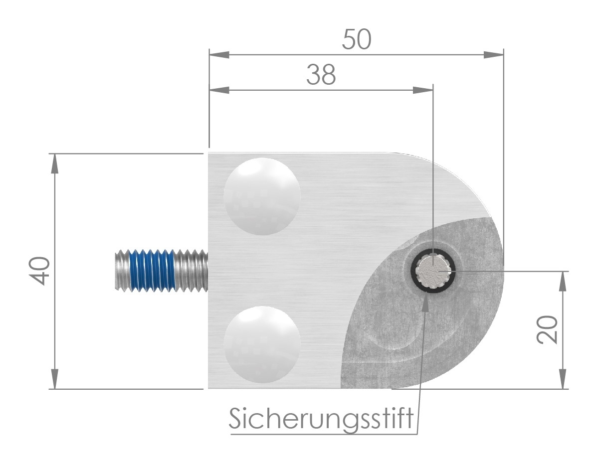 Glasklemme Mod. 30, Anschluss: 42,4mm, V4A