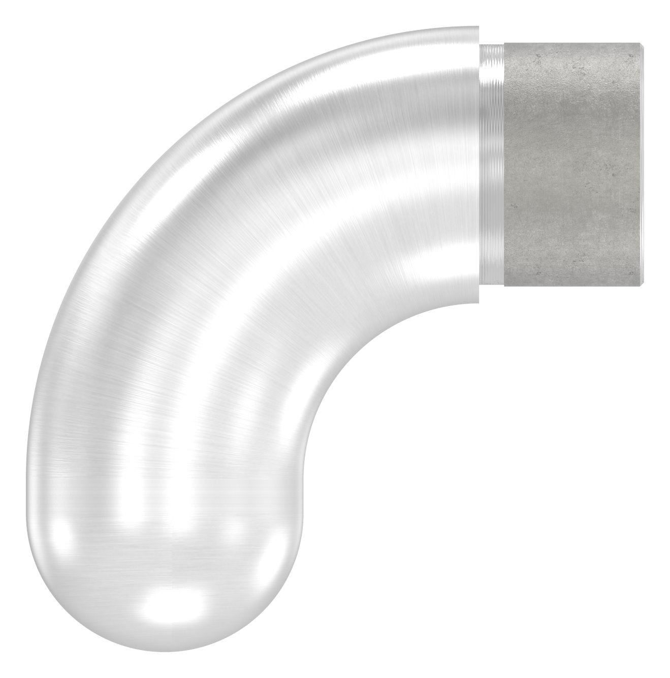 Endbogen 90° halbrund, für Rohr 33,7x2,0mm, V2A