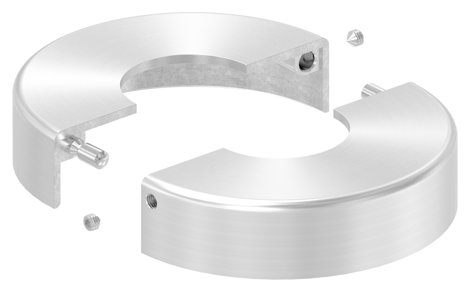 Abdeckrosette 105x25mm, Bohrung 43mm, zweiteilig, V2A