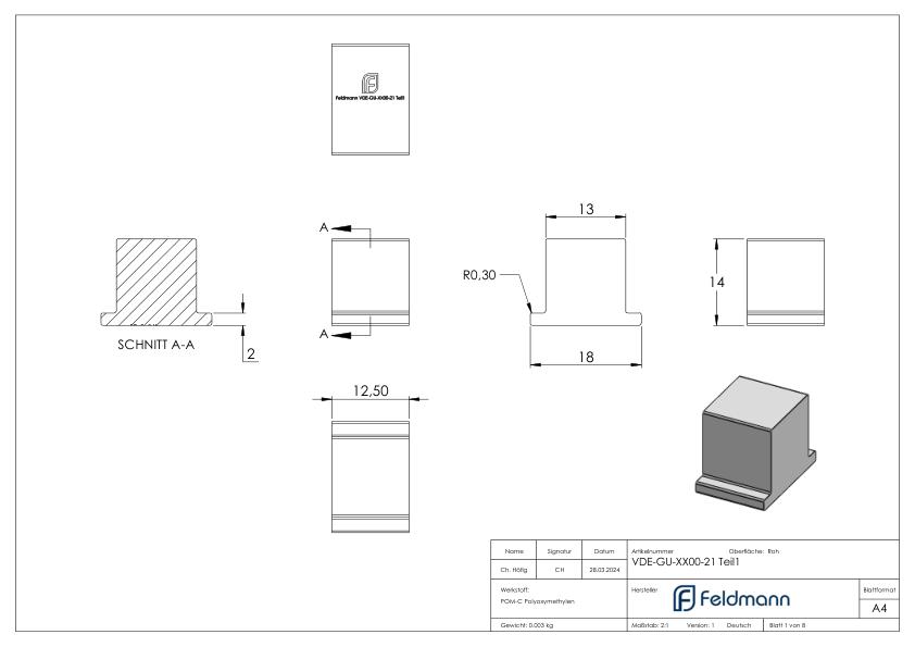 Montage-Set Glas 21,52mm eleganza canopy, für  L: 3000mm