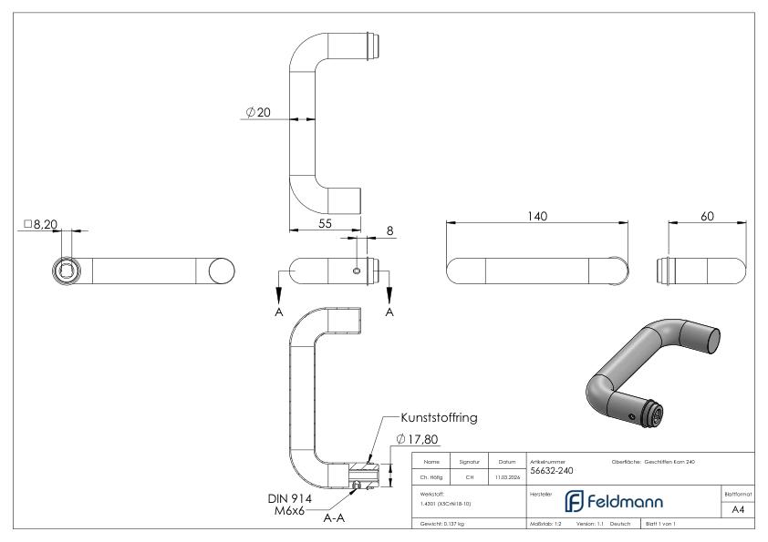 Türdrücker, einzeln, V2A