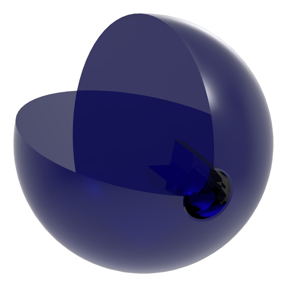 Glaskugel blau Ø 60mm mit Sackloch 12,5mm