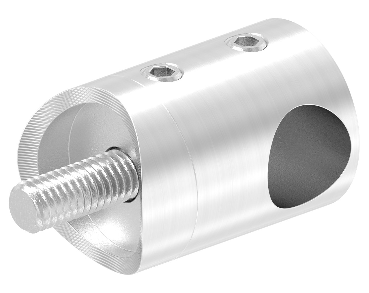 Querstabhalter für 33,7mm Rohr, Sackloch rechts 12,2mm, V2A