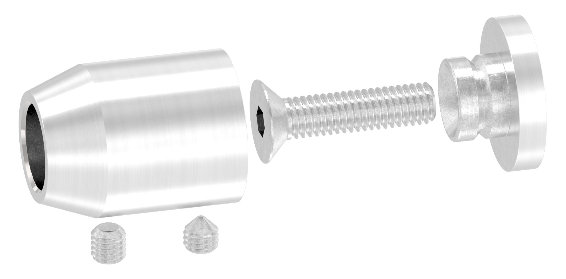 Querstabhalter (zum Stoßen vorne) gerader Anschluss, Bohrung vorne 12,2mm, V2A