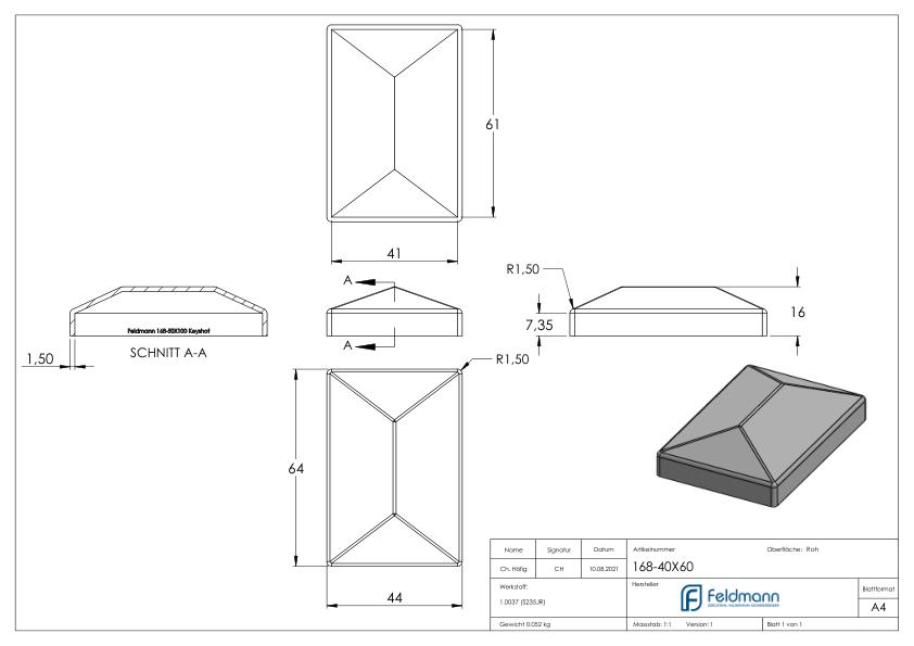 Pfeilerbedecker 40x60mm