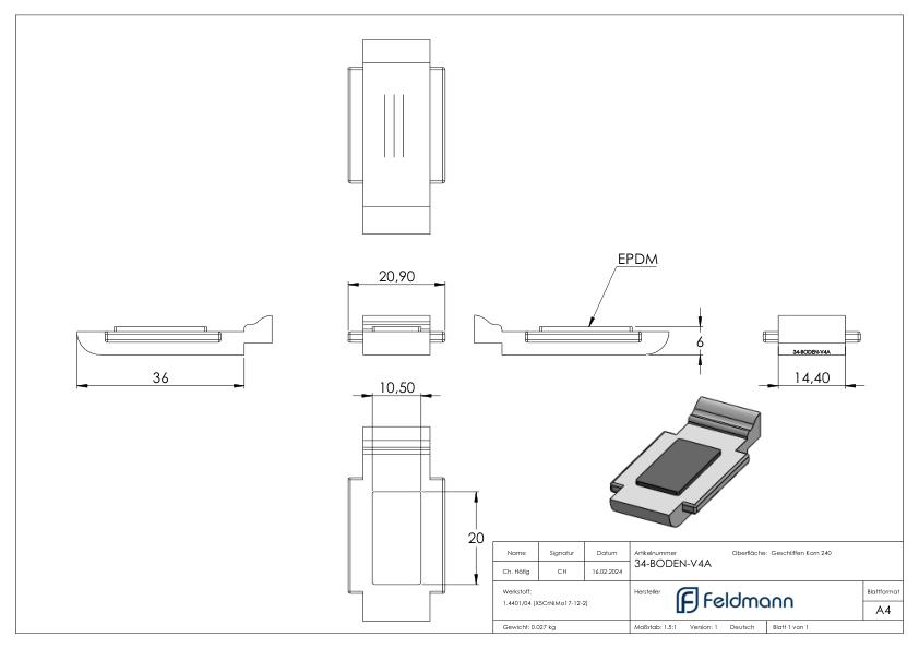 Sicherungsplatte für Mod. 34 , V4A