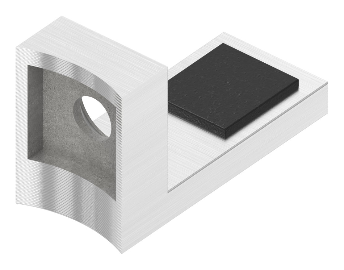 Halteboden mit Anschluss 42,4mm, V2A