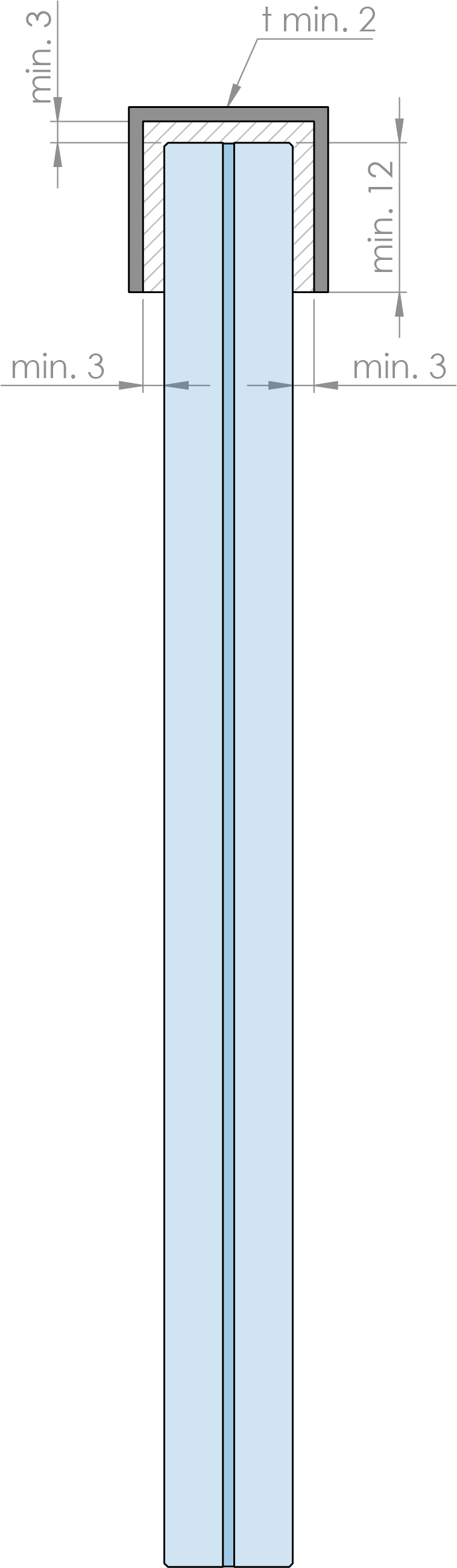 Edelstahl-U-Profil, 28x20x2mm, L: 3000mm, V2A
